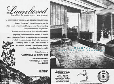 Cannell & Chaffin model-home ad for Laurelwood, "described in sensations, not words."