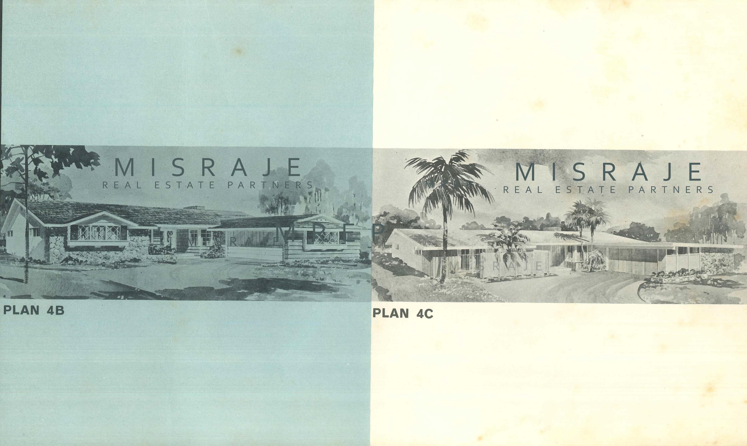Original floorplan 4 from Laurelwood land development brochure, showcasing mid-century home design