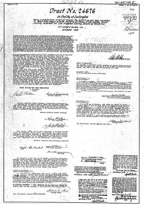 The recorded subdivision document for Tract No. 24676, West Laurelwood.